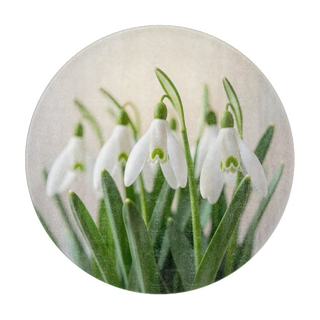 Delicate White Snowdrop Flowers Spring Bloom Cutting Board (Front)