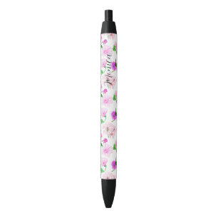 Delicate white watercolor wildflowers pen