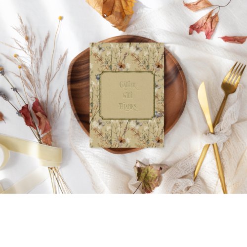 Delicate Wild Flower Thanksgiving Invitation