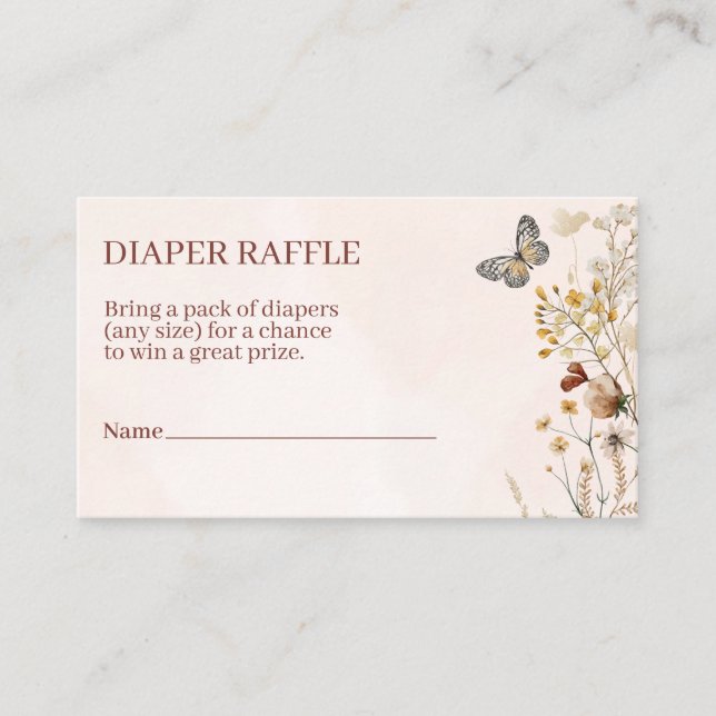 Delicate Wildflower and Butterfly Party Enclosure Card (Front)