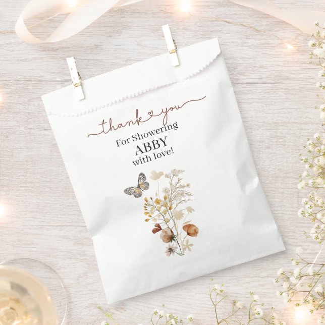 Delicate Wildflower and Butterfly Party Favor Bag (Clipped)