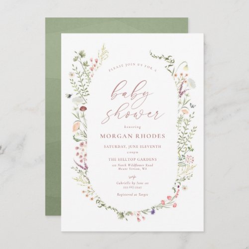 Delicate Wildflower Baby Shower Invitation