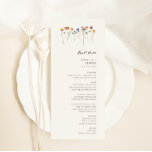 Delicate Wildflower | Beige Garden Wedding Dinner Menu<br><div class="desc">This delicate wildflower | beige garden wedding dinner menu is perfect for your simple, whimsical boho rainbow summer wedding. The bright, enchanted pink, yellow, orange, and gold color florals give this product the feel of a minimalist elegant vintage hippie spring garden. The modern design is artsy and delicate, portraying a...</div>