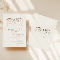 Delicate Wildflower   Beige Wedding Invitation   Zazzle