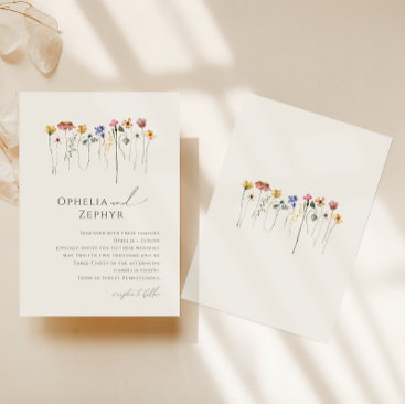 Delicate Wildflower | Beige Wedding Invitation