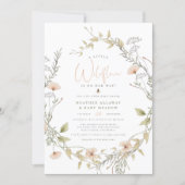 Delicate Wildflower & Boho Bee Baby Girl Shower Invitation (Front)