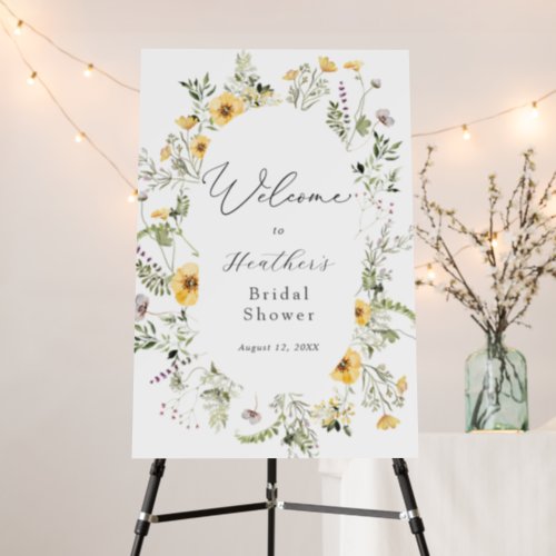 Delicate Wildflower Bridal Shower Welcome Foam Boa Foam Board