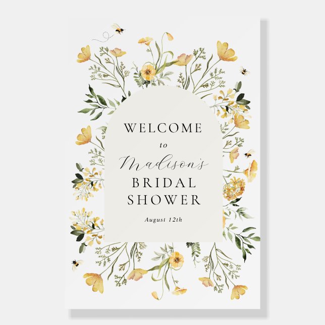 Delicate Wildflower Bridal Shower Welcome Foam Board (Front)