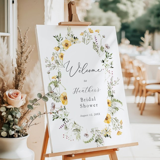 Delicate Wildflower Bridal Shower Welcome Foam Board (Creator Uploaded)