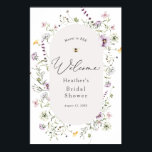 Delicate Wildflower Bridal Shower Welcome Poster<br><div class="desc">Welcome guests to your bridal shower with this beautiful poster,  featuring watercolor wildflowers and bees. Add the guest of honor's name,  shower date and custom welcome text using the fields provided.</div>