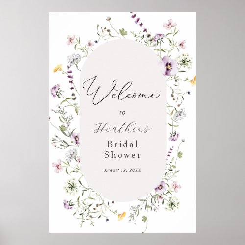 Delicate Wildflower Bridal Shower Welcome Poster