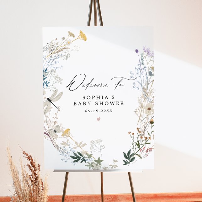 Delicate Wildflower Butterfly Baby Shower Welcome Foam Board (Creator Uploaded)