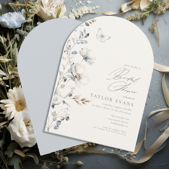 Delicate Wildflower Butterfly Bridal Shower ID1102 Invitation (Creator Uploaded)