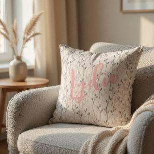 Delicate Wildflower Design in Soft Pastels Throw  Pillow