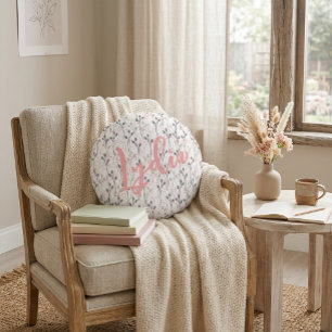Delicate Wildflower Design in Soft Pastels Throw Round Pillow
