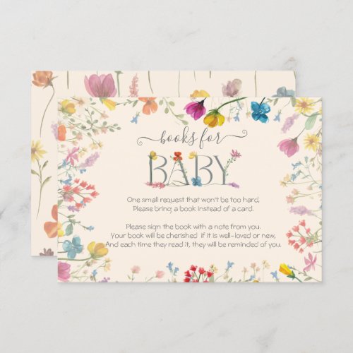 Delicate Wildflower floral garden Books for Baby RSVP Card