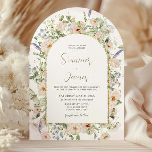 Delicate Wildflower Floral Garden Wedding Arch Invitation