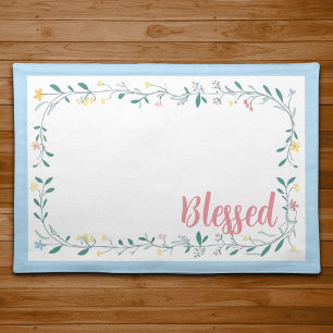 Delicate Wildflower Floral Placemat - Light Blue