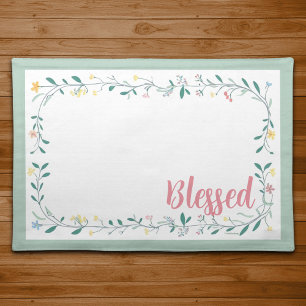 Delicate Wildflower Floral Placemat - Mint Green