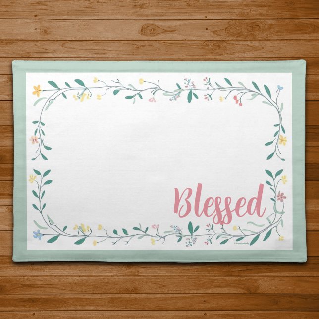 Delicate Wildflower Floral Placemat - Mint Green (Creator Uploaded)