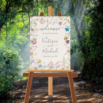 Delicate Wildflower Floral Wedding Welcome Sign by McBooboo at Zazzle