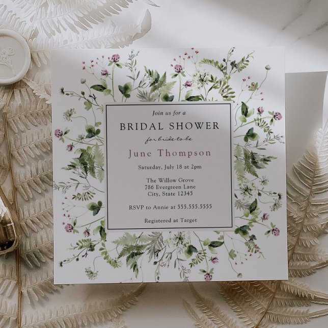 Delicate Wildflower Frame Bridal Shower Invitation (Creator Uploaded)