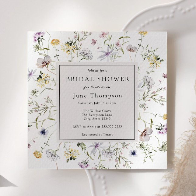 Delicate Wildflower Frame Bridal Shower Invitation (Creator Uploaded)