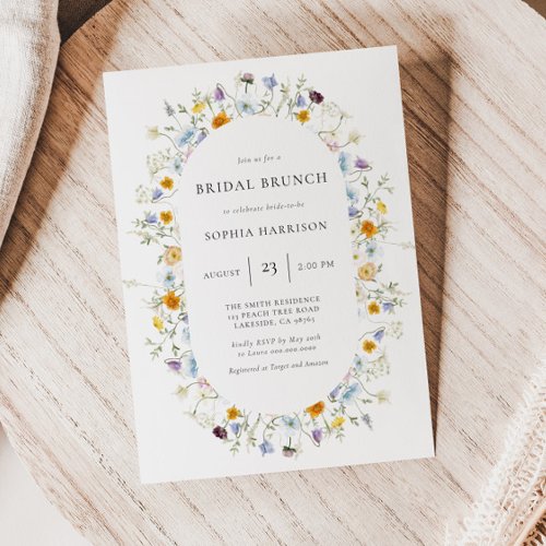 Delicate Wildflower Frame Bridal Shower Invitation