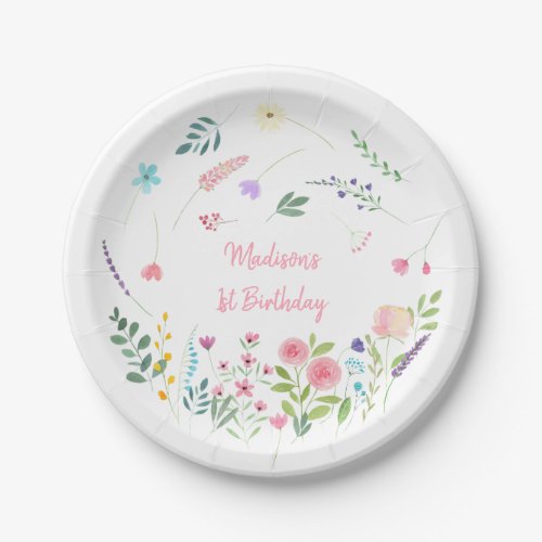 Delicate Wildflower Garden Birthday Paper Plates