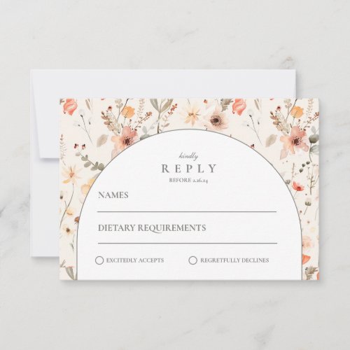Delicate Wildflower Garden Wedding RSVP Card