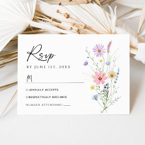 Delicate Wildflower Garden Wedding RSVP Card