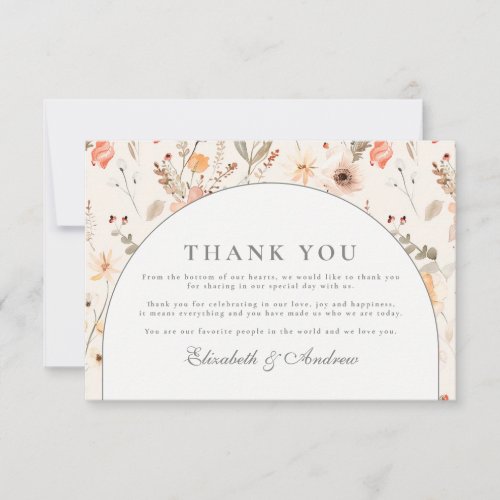 Delicate Wildflower Garden Wedding Thank You Card