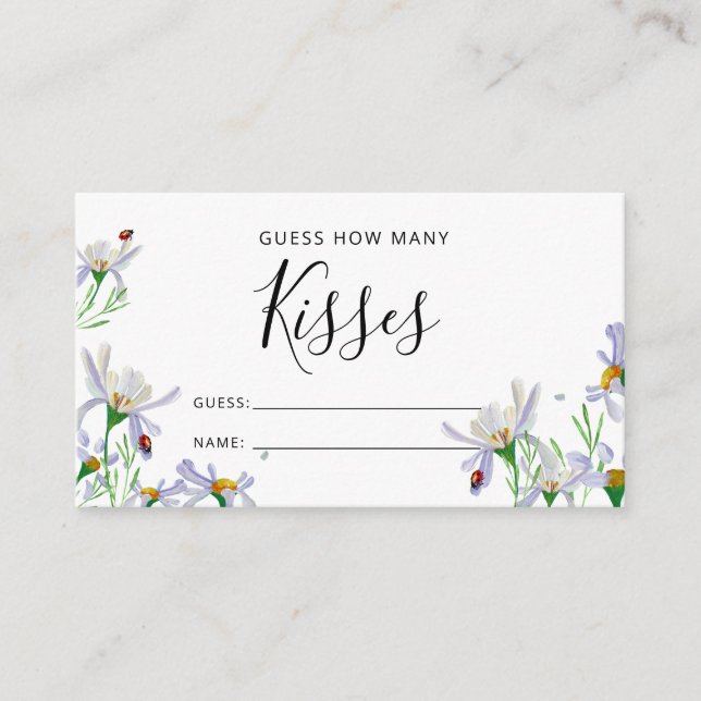 Delicate wildflower Guess How Many Kisses Game Enclosure Card (Front)