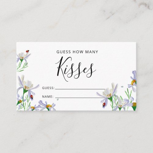 Delicate wildflower Guess How Many Kisses Game Enclosure Card