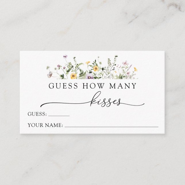 Delicate Wildflower Guess How Many Kisses Game Enclosure Card (Front)