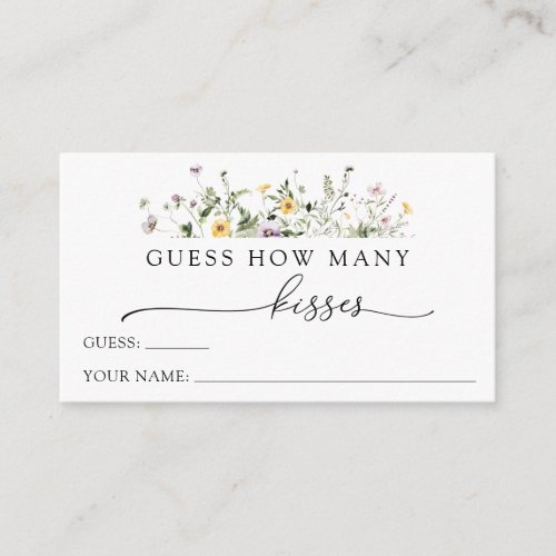 Delicate Wildflower Guess How Many Kisses Game Enclosure Card