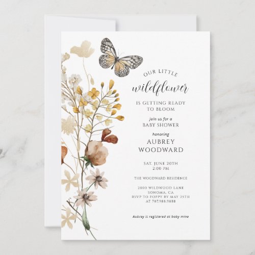 Delicate Wildflower Laurel Baby Shower Invitation