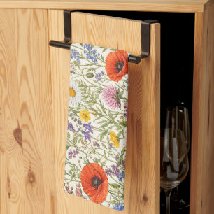 Delicate Wildflower Meadow Blooms Kitchen Towel