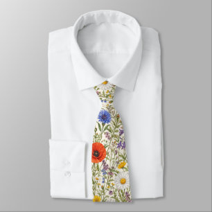 Delicate Wildflower Meadow Blooms Neck Tie