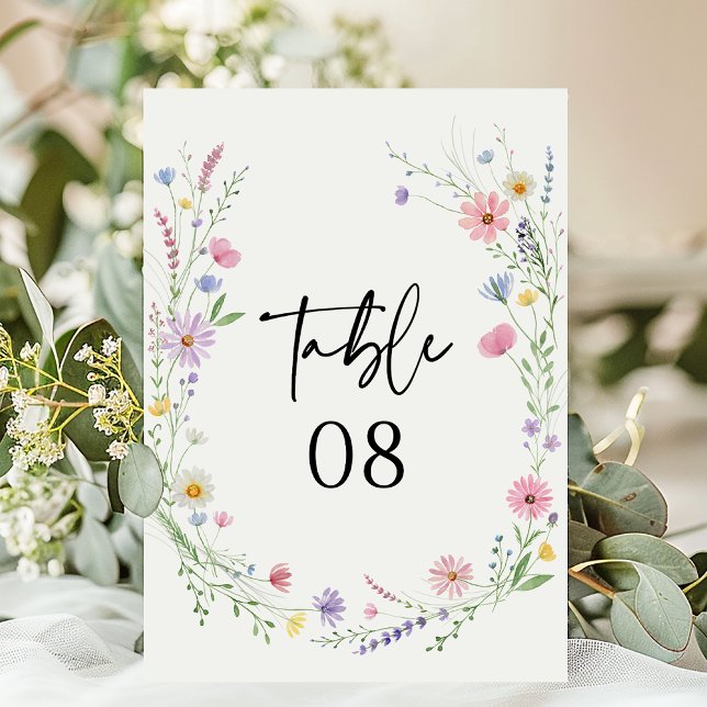 Delicate Wildflower Meadow Wedding Table Number (Creator Uploaded)