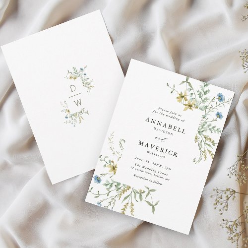 Delicate Wildflower Modern Boho Floral Wedding Invitation