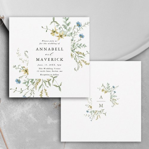 Delicate Wildflower Modern Boho Wedding Invitation