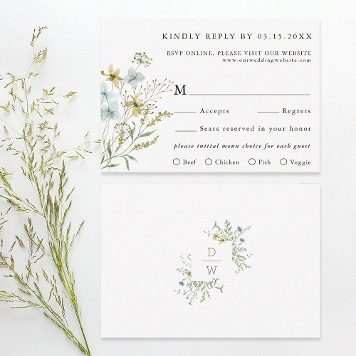 Delicate Wildflower Modern Boho Wedding RSVP Card