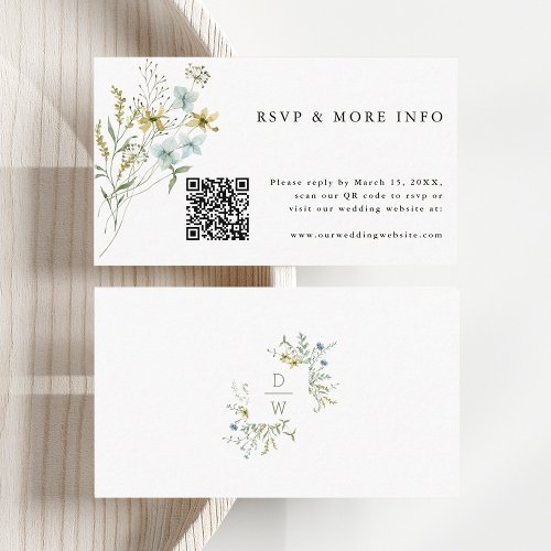 Delicate Wildflower Modern Boho Wedding RSVP Enclosure Card