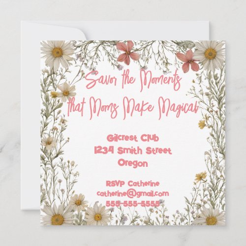 Delicate Wildflower Mothers Day Brunch Invitation