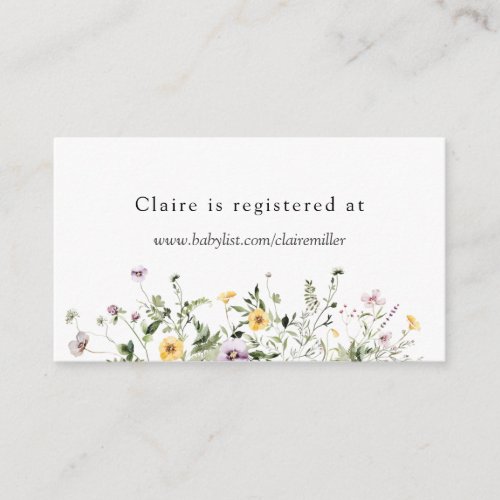Delicate Wildflower Shower Registry Enclosure Card