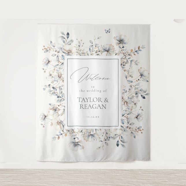 Delicate Wildflower Watercolor Arch Backdro ID1102 Tapestry (Front)