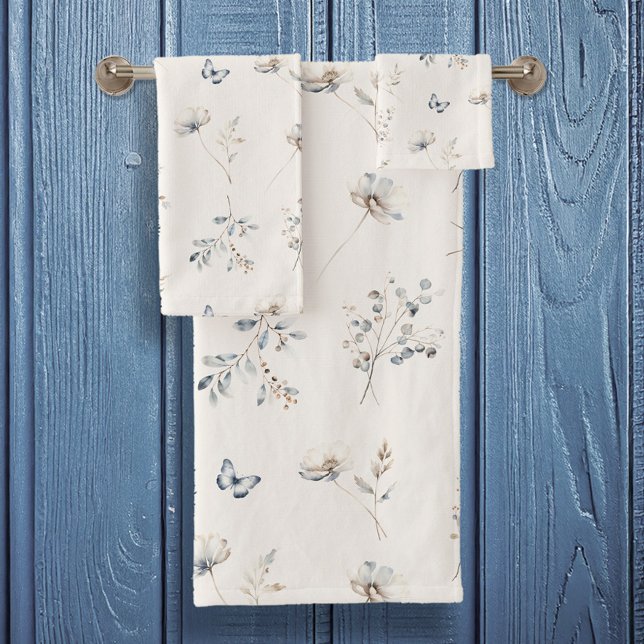 Delicate Wildflower Watercolor Pattern ID1102 Bath Towel Set (Creator Uploaded)