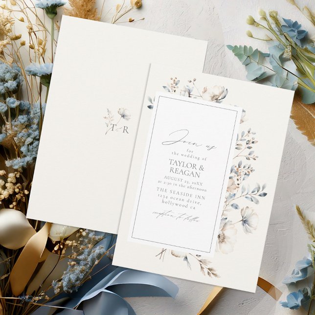 Delicate Wildflower Watercolor Wedding ID1102 Invitation (Creator Uploaded)