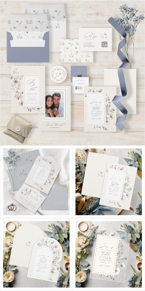 Delicate Wildflower Watercolor Wedding Suite